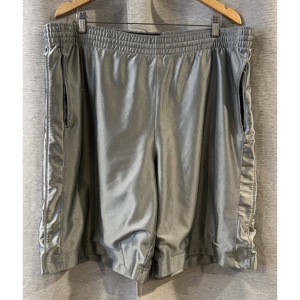 Vintage‎ Y2K Nike Basketball Shorts Mens XL Silver Gray Silky Shiny Dazzle Baggy